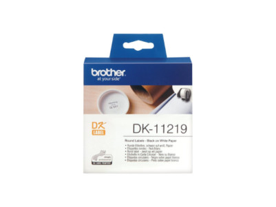 Brother DK-11219 Round paper labels, 12 mm, Black on white | Brother