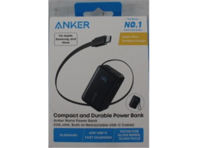 SALE OUT. | Anker Nano Power Bank 45W with Built-In Retractable USB-C Cable | A1638H11 | 10000 mAh | Black | DEMO
