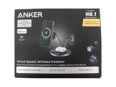 SALE OUT. Anker Prime Wireless Charging Station Qi2.2 25W wireles charging (3-in-1, MagGo, AirCool, Dock Stand) PSU added, Black