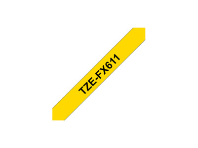 Brother | TZe-FX611 Flexible ID Laminated Tape | Black on Yellow | TZe | 8 m | 6 cm