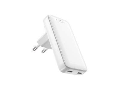 Fixed Slim Traveller 2xUSB-C Travel Charger with world adapters, GaN, 45W | White