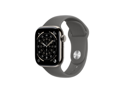 Apple Watch Series 11 GPS + Cellular 42mm Natural Titanium Case with Stone Grey Sport Band - S/M