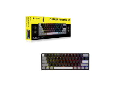 CORSAIR CLIPPER PRO MINI 60 Hall Effect Gaming Keyboard, Backlit RGB LED, CORSAIR MGX Core, Black PBT DS Keycaps | Corsair