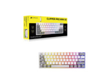CORSAIR CLIPPER PRO MINI 60 Hall Effect Gaming Keyboard, Backlit RGB LED, CORSAIR MGX Core, White , PBT DS Keycaps
