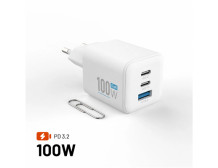 Fixed GaN Network Charger Mini with 2xUSB-C and USB output, PD support, 100 W, white | FIXCG100M-2C1A-WH