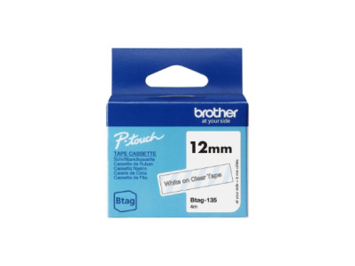 Brother BTAG-135 | White on Clear | Btag
