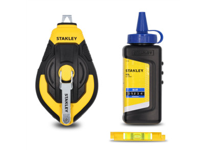 Stanley STHT47312-0 30M 3:1 Comfort Grip Reel Kit With Blue Chalk and Line Level